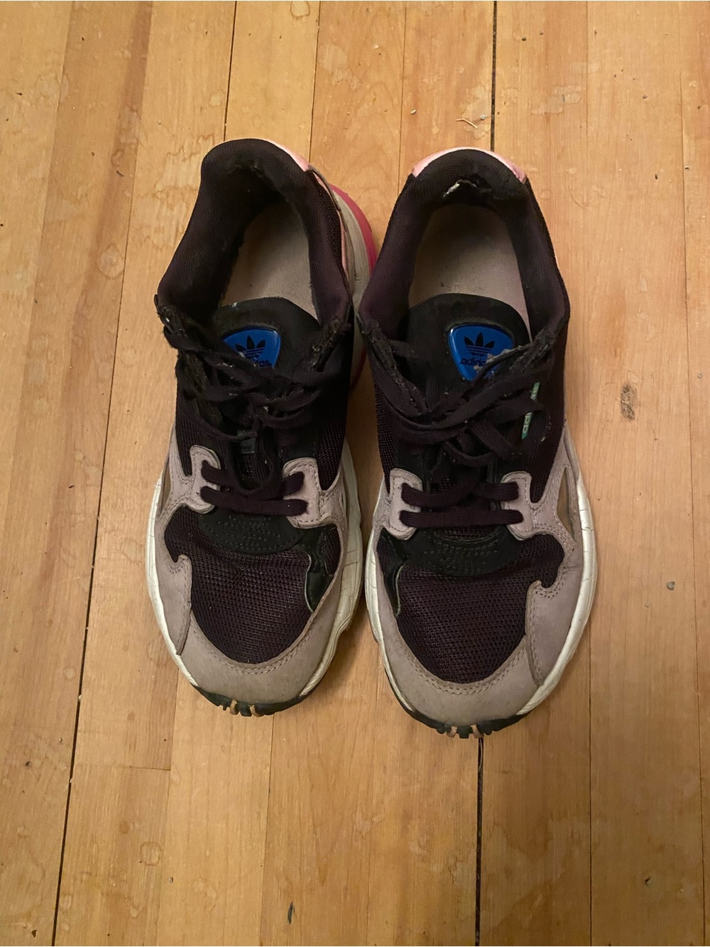 Adidas Falcon Pink & Black Lace-Up Sneakers